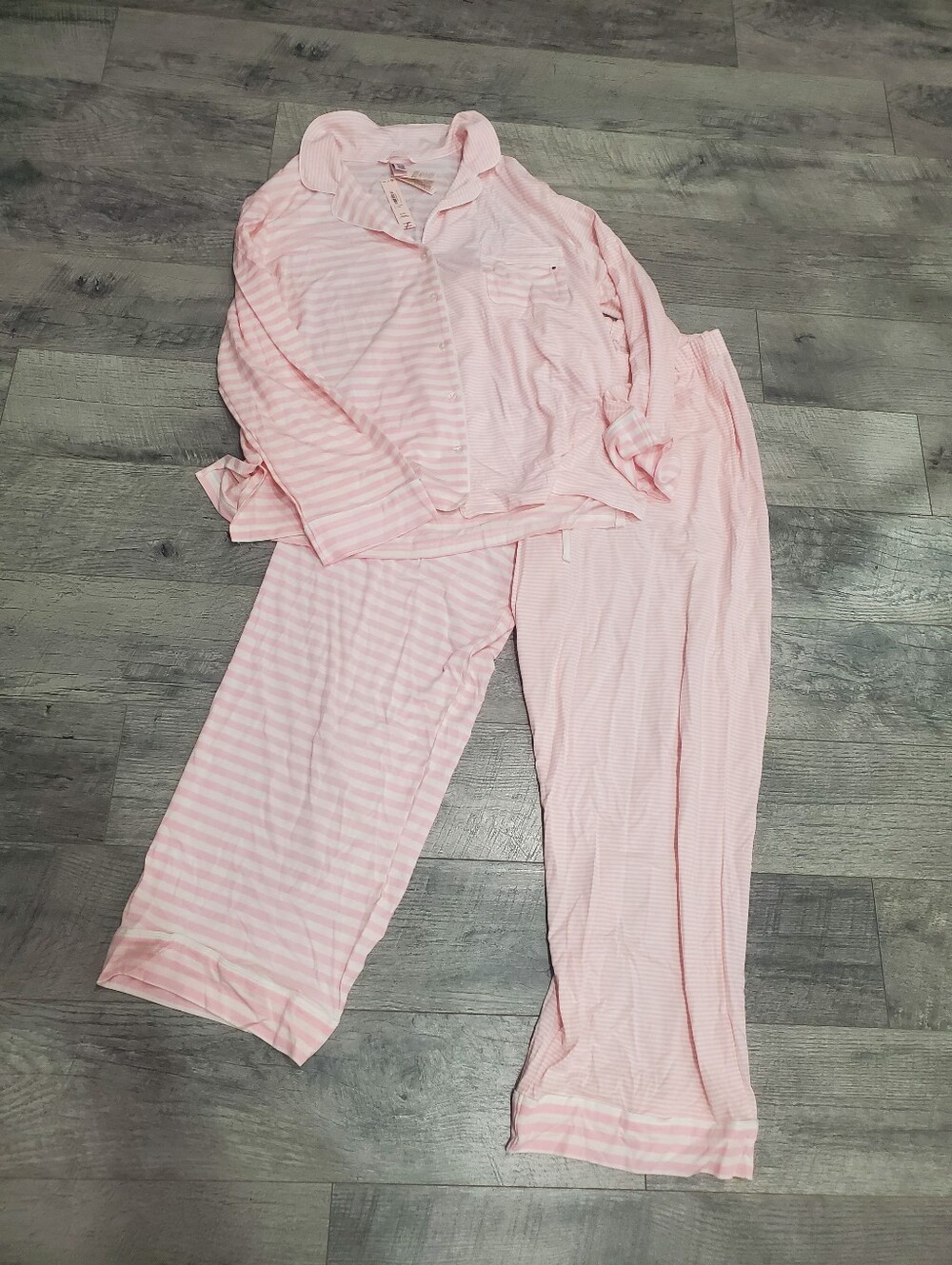 Victorias Secret Pink Striped Pajama Set Women's Sleepwear